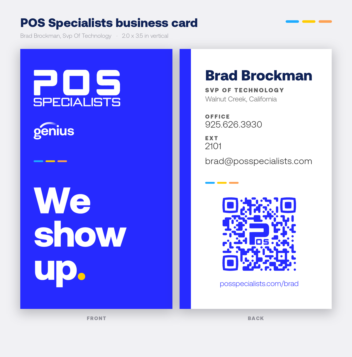 Brad Brockman POS Specialists business card, front and back