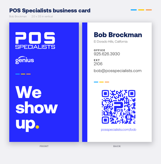 Bob Brockman POS Specialists business card, front and back
