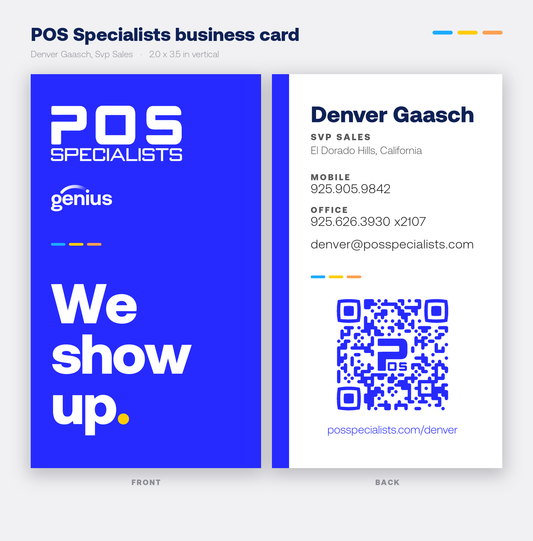 POS Specialists business card - Denver Gaasch - front and back