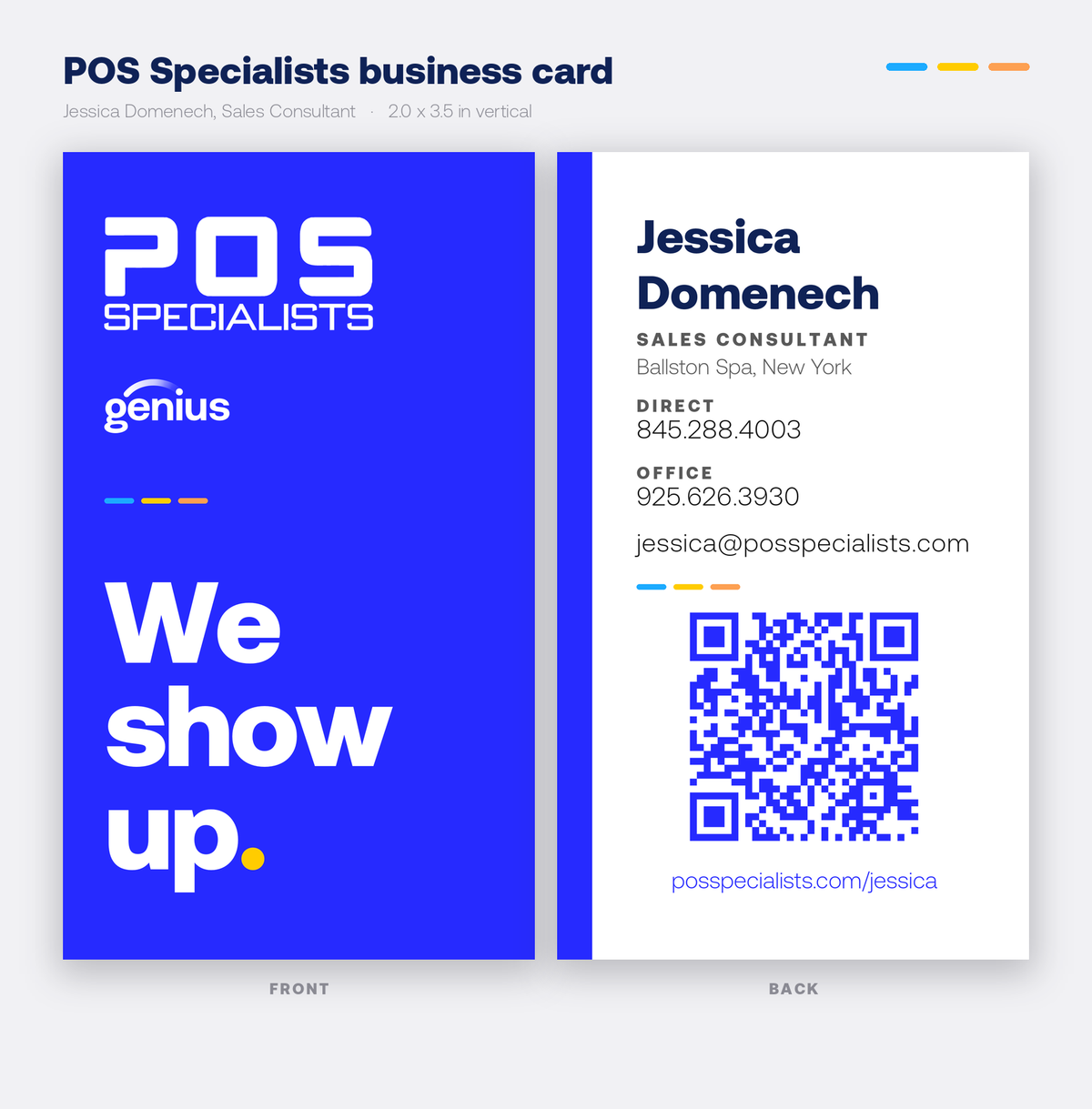 POS Specialists business card - Jessica Domenech - front and back