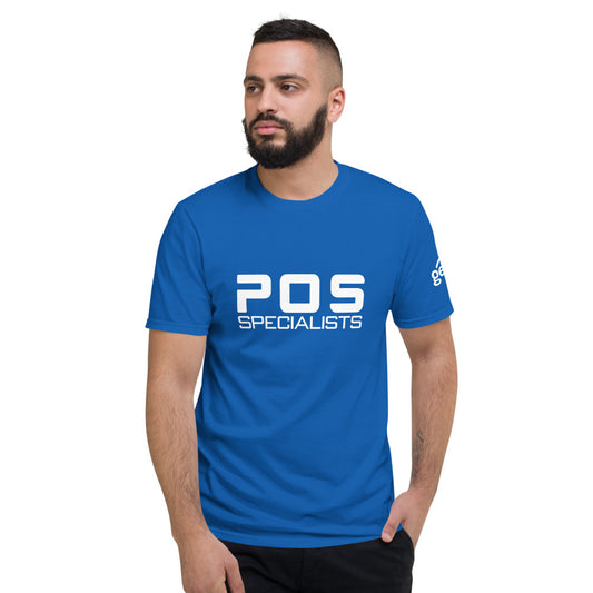 POS Specialists tee on model, Royal Blue