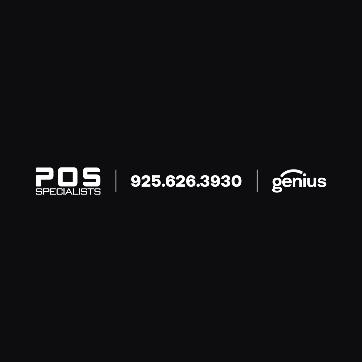 Imprint artwork: POS SPECIALISTS, 925.626.3930, genius