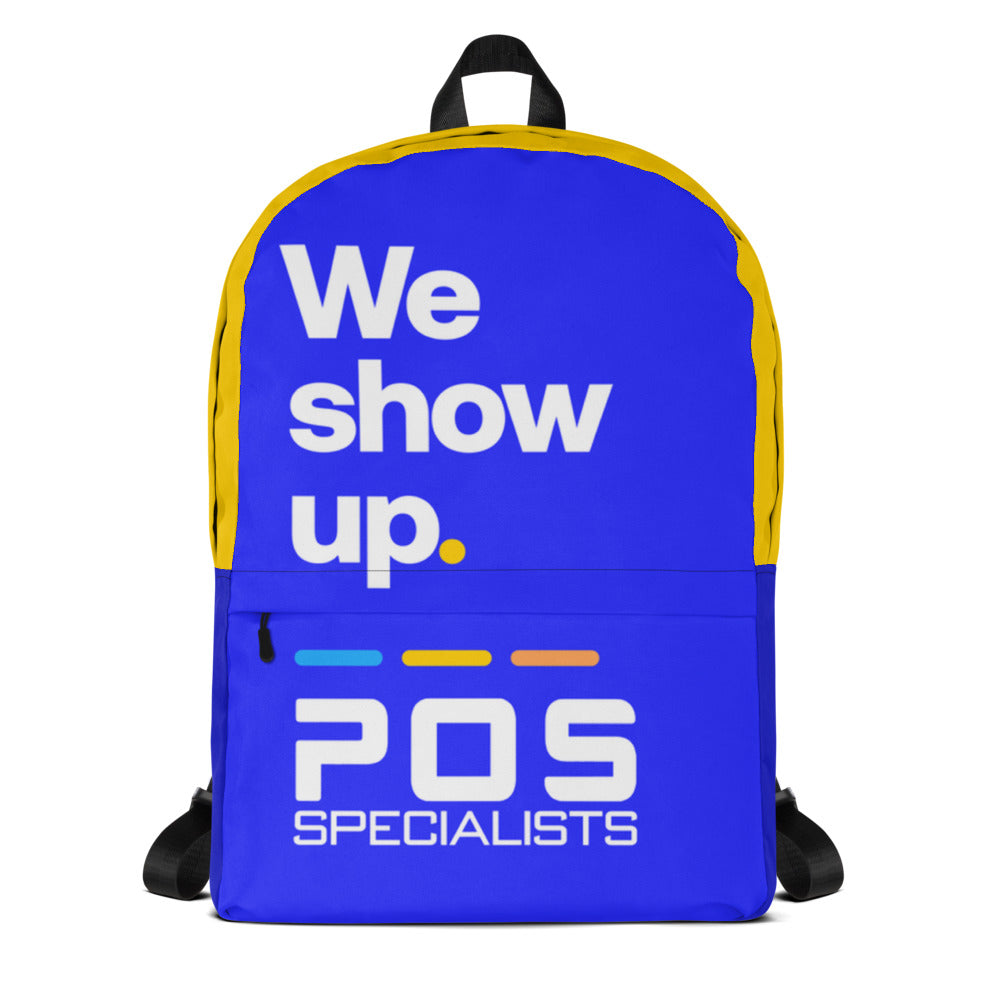 We show up. Backpack - Blue & Sunshine