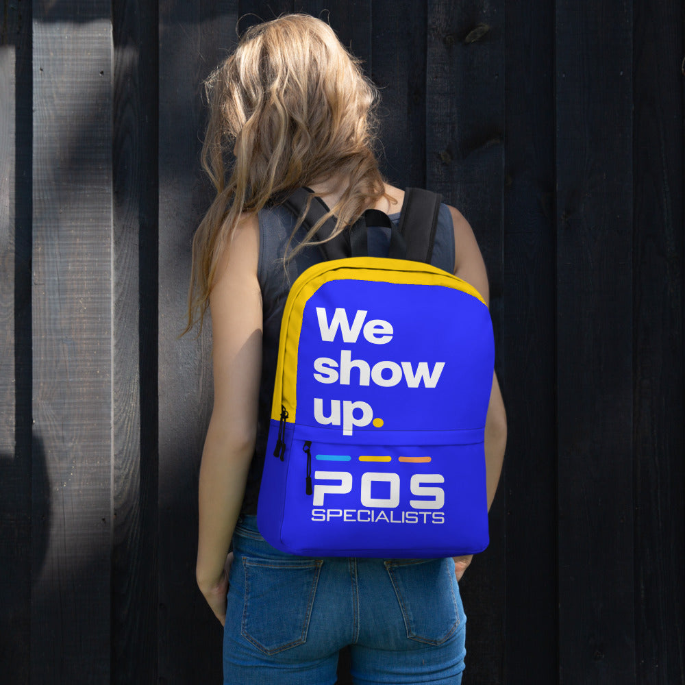 POS Specialists We show up. backpack in Blue & Sunshine, lifestyle
