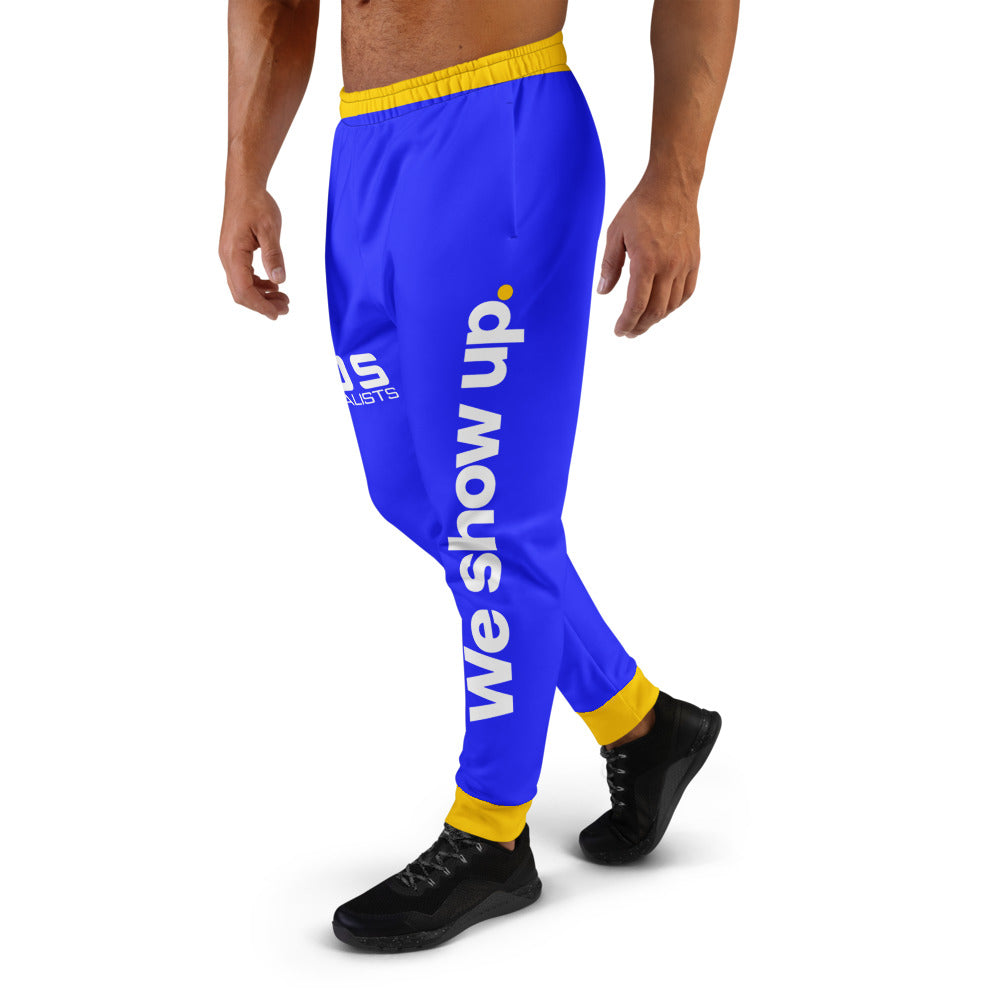 We show up. Joggers - Blue & Sunshine
