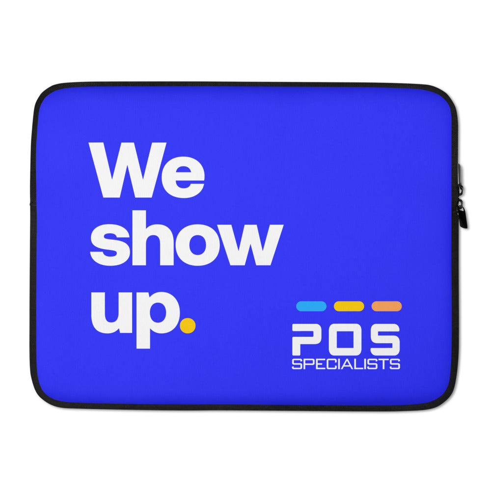 We show up. Laptop Sleeve - Blue & Sunshine
