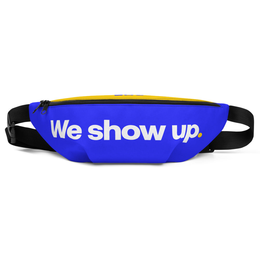 We show up. Fanny Pack - Blue & Sunshine